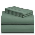 LuxClub 4 PC Queen Sheet Set, Deep Pockets Wrinkle Free Cooling Bed Sheets Hotel Bedding for Women, Men, Kids & Teens, Includes 1 Fitted Sheet, 1 Flat Sheet and 2 Pillowcases-Soft Tree Moss Green