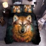 Animal Polyester Duvet Cover Set King Queen Twin Full Size Wild Animals Wolf Lion Fox Tiger 3D Print for Kids Boys Bedding Set