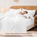 FUANNA Queen Comforter Set 7 Pieces, Luxury Seersucker Bed in a Bag Queen Size for All Seasons, Soft Bedding Set with Comforter, Flat Sheet, Fitted Sheet, Pillowcases & Shams for Bedroom, White