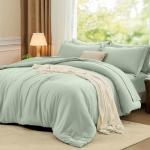 FUANNA King Size Comforter Sets Sage Green, 7 Pieces Soft Bedding Set, All Season Lightweight Bed in a Bag with Comforter, Flat Sheet, Fitted Sheet, Pillowcases & Shams