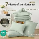 FUANNA King Size Comforter Sets Sage Green, 7 Pieces Soft Bedding Set, All Season Lightweight Bed in a Bag with Comforter, Flat Sheet, Fitted Sheet, Pillowcases & Shams