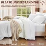 FUANNA Queen Comforter Set 7 Pieces, Luxury Seersucker Bed in a Bag Queen Size for All Seasons, Soft Bedding Set with Comforter, Flat Sheet, Fitted Sheet, Pillowcases & Shams for Bedroom, White