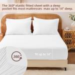 FUANNA Queen Comforter Set 7 Pieces, Luxury Seersucker Bed in a Bag Queen Size for All Seasons, Soft Bedding Set with Comforter, Flat Sheet, Fitted Sheet, Pillowcases & Shams for Bedroom, White