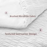 FUANNA Queen Comforter Set 7 Pieces, Luxury Seersucker Bed in a Bag Queen Size for All Seasons, Soft Bedding Set with Comforter, Flat Sheet, Fitted Sheet, Pillowcases & Shams for Bedroom, White