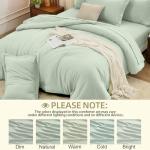 FUANNA King Size Comforter Sets Sage Green, 7 Pieces Soft Bedding Set, All Season Lightweight Bed in a Bag with Comforter, Flat Sheet, Fitted Sheet, Pillowcases & Shams