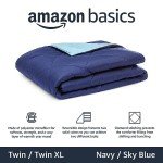 Amazon Basics Comforter Blanket Twin/Twin XL, Reversible Lightweight Microfiber All Season Blanket, Navy/Sky Blue