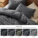 Bedsure Fluffy Flannel Duvet Cover Set for Christmas - Faux Fur Comforter Cover Queen Size, Dark Grey Warm Plush Bedding for Winter, 3-Piece Set with Zipper Closure (90"x90") and 2 Pillow Shams