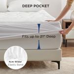 Bedsure Waterproof Mattress Protector Queen Size - Quilted Fitted Waterproof Mattress Pad Topper with 8-21 Inches Deep Pocket, Noiseless Bed Cover Padded, Machine Washable,White, 60x80 Inches