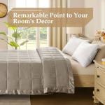 downluxe King Size Blanket with Satin Trim, Lightweight Down Alternative King Blanket for All Season, Machine Washable (Sand, 108 x 90 Inch)