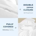 Shilucheng 100% Cotton King Size Duvet Covers - 600 Thread Count, Luxury Sateen Weave Egyptian Cotton Comforter Cover with Zipper Closure & Corner Ties，Hotel Bedding Duvet Covers 3 Piece (White)