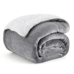 Bedsure GentleSoft Sherpa Fleece Throw Blanket for Couch - Thick and Warm Christmas Blanket for Winter, Soft Fuzzy Plush Throw Gifts for Women and Men, Grey, 50x60 Inches