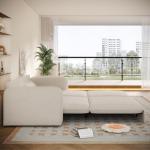 93" King Size Sleeper Sofa Bed, 3-in-1 Convertible Sofa with Chaise Lounge, Pull-Out Couch with 2 Lumbar Pillows for Living