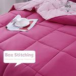 HIG 3pc Pink Queen Size Comforter Set - All Season Reversible Down Alternative Bedding Comforter Set - Quilted Duvet Insert with Corner Tabs - Box Stitched Blanket - Breathable, Soft, Fluffy