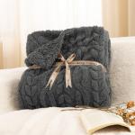 PHF Fluffy Sherpa Blanket Queen Size for Winter, Warm and Soft, 510GSM 3D Jacquard Thick Shaggy Fleece Plush Blanket for Sofa Bed, Dark Grey, 90"x90"