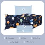 Twin Kids Comforter Set - 5 Pieces Twin Bedding Sets for Boys, Glow in The Dark Space Bed in A Bag with Sheets