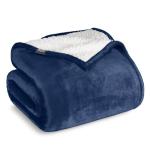 Bare Home Sherpa Fleece Blanket - Twin/Twin Extra Long - Blanket for Bed, Sofa, and Couch - Warm & Lightweight - Fluffy & Soft - Reversible (Twin/Twin XL, Dark Blue)