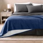 Bare Home Sherpa Fleece Blanket - Twin/Twin Extra Long - Blanket for Bed, Sofa, and Couch - Warm & Lightweight - Fluffy & Soft - Reversible (Twin/Twin XL, Dark Blue)