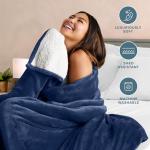 Bare Home Sherpa Fleece Blanket - Twin/Twin Extra Long - Blanket for Bed, Sofa, and Couch - Warm & Lightweight - Fluffy & Soft - Reversible (Twin/Twin XL, Dark Blue)