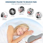 Memory Foam Pillows Neck Pillow Bed Pillow for Sleeping, Ergonomic Cervical Pillow for Neck and Shoulder Pain Relief,Orthopedic Contour Pillow for Side Back Stomach Sleeper(Blue&Grey)