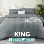 Utopia Bedding Duvet Cover Set with Pillowcases - 3 Pieces Bedding Duvet Cover with Zipper Closure - 1 Duvet Cover with 2 Pillowcases - Soft Brushed Microfiber (King, Grey)