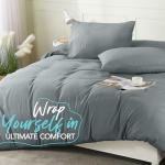 Utopia Bedding Duvet Cover Set with Pillowcases - 3 Pieces Bedding Duvet Cover with Zipper Closure - 1 Duvet Cover with 2 Pillowcases - Soft Brushed Microfiber (King, Grey)