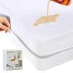 QUWOU Queen Mattress Protector(12’’-16” Depth) – Premium Six-Sided Waterproof Mattress Cover Bed Cover,Zippered Mattress Encasement for Bed, Noiseless Breathable Machine Washable,White