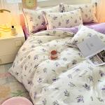 100% Cotton Lavender Print Duvet Cover Set 3-Piece (1 Duvet + 2 Pillowcases) - Breathable & Fade-Resistant, Bedding Set