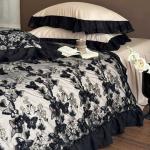 JC French Style Cotton Washed Cotton Four-piece Set Retro Butterfly Embroidered Lotus Leaf Lace Quilt Cover Bed Skirt Bedding