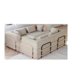 78.7-Inch Convertible Sleeper Sofa Bed, Chenille Folding Couch with Cylindrical Pillow and Side Pocket, 2-Piece Floor Lounge