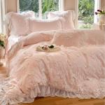 JC French Style Cotton Washed Cotton Four-piece Set Retro Butterfly Embroidered Lotus Leaf Lace Quilt Cover Bed Skirt Bedding