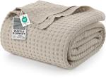 Utopia Bedding Khaki 100% Cotton Waffle Blanket 300 GSM [Queen - 90x90 Inch] Soft Lightweight Breathable Bed Blanket for All Season