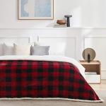 Touchat Sherpa Red and Black Buffalo Plaid Christmas Twin Blanket 60" X 70", Fuzzy Fluffy Soft Cozy Throw Blanket, Fleece Flannel Plush Microfiber Blanket for Couch Bed Sofa