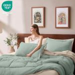 FUANNA Queen Comforter Set 7 Pieces, Reversible Bed in a Bag with All Season Soft Comforter, Bedding Sets Includes Comforter, Flat Sheet, Fitted Sheet, Pillowcases & Shams, Sage Green & Beige