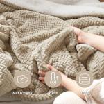 Bedsure Sherpa Fleece Twin Size Blanket for Bed - Herringbone Pattern Room Decor, Thick and Warm Blanket for Winter, GentleSoft Fuzzy Cozy Gifts for Women, Beige, 60x80 Inches