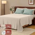 FUANNA Queen Comforter Set 7 Pieces, Reversible Bed in a Bag with All Season Soft Comforter, Bedding Sets Includes Comforter, Flat Sheet, Fitted Sheet, Pillowcases & Shams, Sage Green & Beige