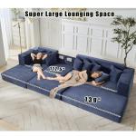 Oversized Cloud Couch, L-Shape Sofa, Convertible Floor Sleeper Bed, No Assembly Required, 8 Pillows, 3-in-1 Design, Side