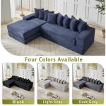 Oversized Cloud Couch, L-Shape Sofa, Convertible Floor Sleeper Bed, No Assembly Required, 8 Pillows, 3-in-1 Design, Side