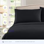 Queen Size Bed Sheets - Breathable Luxury Sheets with Full Elastic & Secure Corner Straps Built In - 1800 Supreme Collection Extra Soft Deep Pocket Bedding Set, Sheet Set, Queen, Black