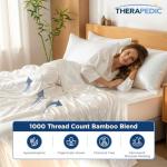 Therapedic 1000TC Queen 6-Piece Sheet Set - 100% Organic Rayon Dervied from Bamboo Blend with Cooling Fiber, Ideal for Hot Sleepers - 16" Deep Pocket Fitted Sheet, Bonus Pillowcases - Dark Grey