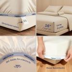 Therapedic 1000TC Queen 6-Piece Sheet Set - 100% Organic Rayon Dervied from Bamboo Blend with Cooling Fiber, Ideal for Hot Sleepers - 16" Deep Pocket Fitted Sheet, Bonus Pillowcases - Dark Grey