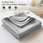 WQSPRING Waffle Cooling Blanket for Hot Sleepers, Queen Size Soft Lightweight Bed Blankets, All Season Ice Blanket for Couch Bed Chair (Light Grey, 92" x 92")