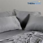 Therapedic 1000TC Queen 6-Piece Sheet Set - 100% Organic Rayon Dervied from Bamboo Blend with Cooling Fiber, Ideal for Hot Sleepers - 16" Deep Pocket Fitted Sheet, Bonus Pillowcases - Dark Grey