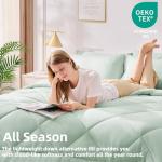 FUANNA 7 Pieces Queen Comforter Set, All Season Bed in a Bag Queen Size, Luxury Soft Bedding Sets with Comforter, Flat Sheet, Fitted Sheet, Pillowcases & Pillow Shams, Sage Green