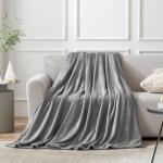Hansleep Fleece Queen Blanket for Bed Fleece Grey, Queen Size Super Soft Flannel Fuzzy Gray, Plush Cozy Blanket for All Seasons, Grey, Queen 90x90 Inches