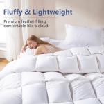 DOWNCOOL Feather Comforter California King, White Fluffy Duvet Insert with Ultra Soft 100% Cotton Cover, All Season Luxurious Hotel Bed Comforter with Corner Tabs, California King 104"x96"