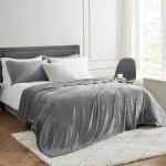Hansleep Fleece Queen Blanket for Bed Fleece Grey, Queen Size Super Soft Flannel Fuzzy Gray, Plush Cozy Blanket for All Seasons, Grey, Queen 90x90 Inches