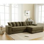 Oversized L-Shaped Corduroy Sofa with Right Chaise, Armrests, 8 Pillows, Green, Easy Assembly