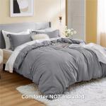 Bedsure Duvet Cover Queen Size - Soft Double Brushed Bedding Set for Kids & Adults, Zipper Closure, 3 Pieces, Includes 1 Duvet Cover (90"x90") & 2 Pillow Shams, NO Comforter, Grey
