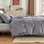 Bedsure Duvet Cover Queen Size - Soft Double Brushed Bedding Set for Kids & Adults, Zipper Closure, 3 Pieces, Includes 1 Duvet Cover (90"x90") & 2 Pillow Shams, NO Comforter, Grey