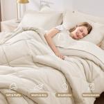 FUANNA 7 Pieces Queen Comforter Set, All Season Bed in a Bag Queen Size, Luxury Soft Bedding Sets with Comforter, Flat Sheet, Fitted Sheet, Pillowcases & Pillow Shams, Beige